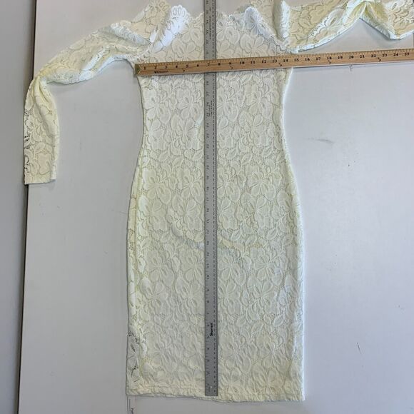 Patty Boutik Floral Lace See Through Cocktail Dress S Small Ivory Long Sleeve - Picture 6 of 11